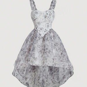 Floral Print High Low Hem Cami Dress